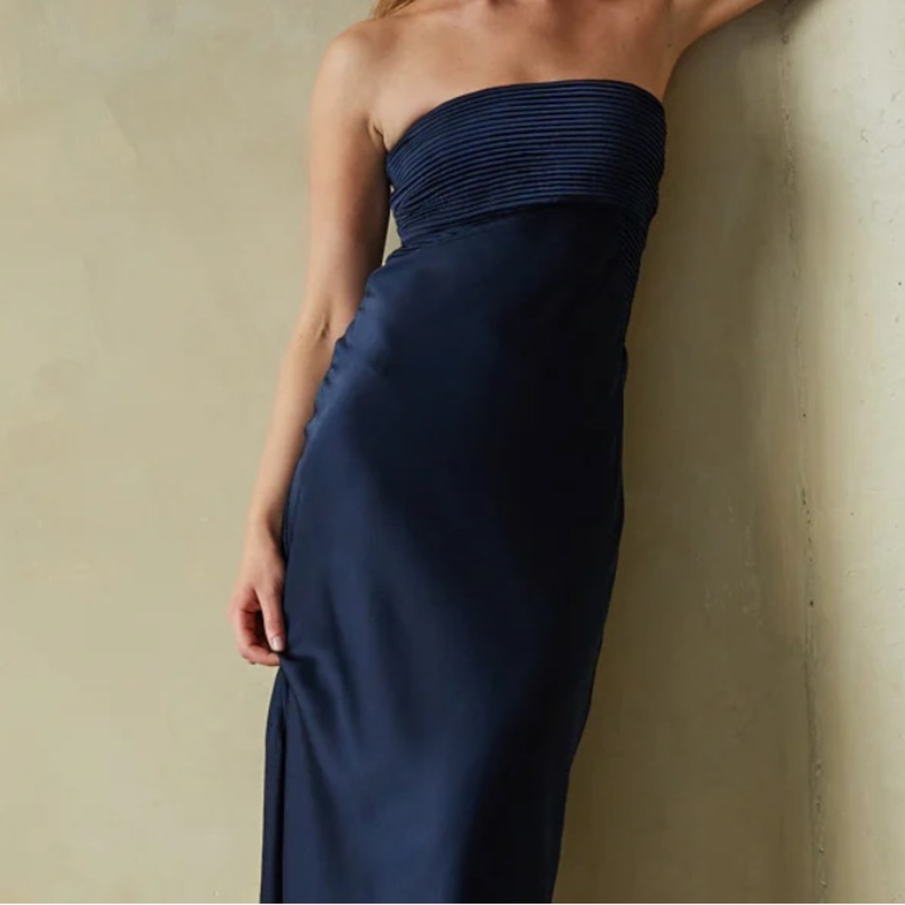 American Threads Carolee pleated satin maxi dress- worn once